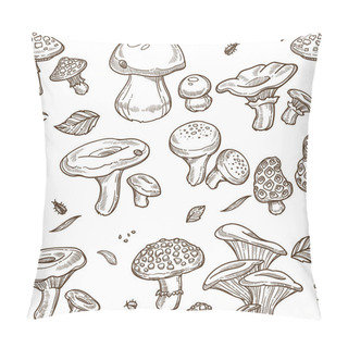 Personality  Mushrooms Sketch Seamless Vector Pattern  Pillow Covers