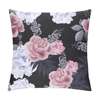 Personality  Floral Pattern With Roses And Peonies Pillow Covers