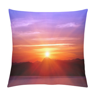 Personality  Sunset Over Mountains Near Sea Pillow Covers