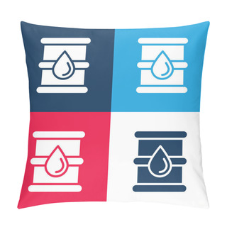 Personality  Barrel Blue And Red Four Color Minimal Icon Set Pillow Covers