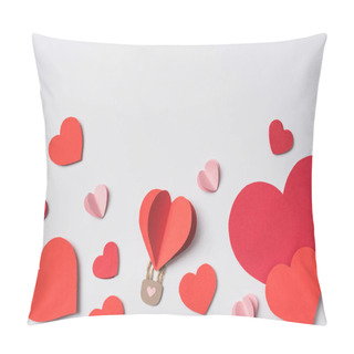 Personality  Top View Of Red Hearts With Lock On White Background Pillow Covers