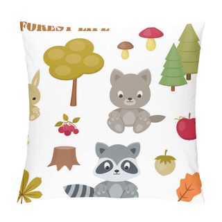 Personality  Forest Life Icons Set Pillow Covers