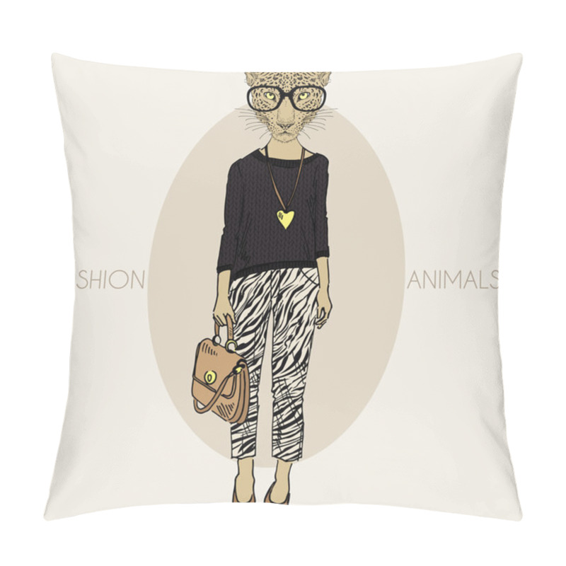 Personality  Leopard Girl Dressed Up In Casual Style Pillow Covers