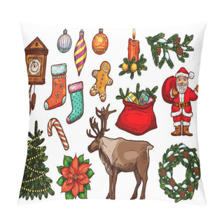 Personality  Christmas And New Year Holidays Sketch Set Pillow Covers