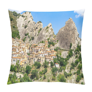 Personality  Castelmezzano Is Beautiful Village In Basilicata Region Among The Peaks Of The Dolomiti Lucane, Italy Pillow Covers