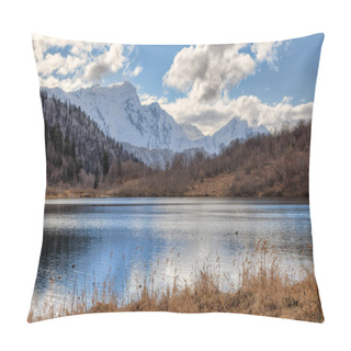 Personality  Kardyvach Mountain Lake With Sky Reflections. Scenic Dramatic Autumn Sunset Landscape. Sochi, Russia, Caucasus Mountains Pillow Covers