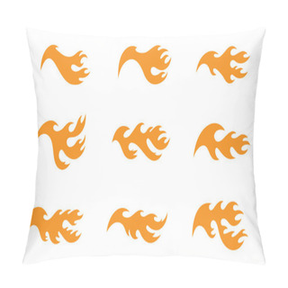 Personality  Orange Fire Flame Set Isolated Vector Illustration On White Background. Pillow Covers