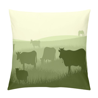 Personality  Horizontal Illustration Of Farm Pets. Pillow Covers