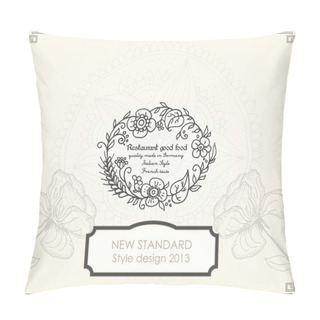 Personality  Retro Style Menu Banner With Floral Frame. Vector Illustration Pillow Covers