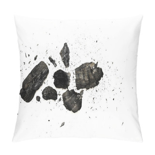Personality  Top View Of Black Burnt Firewood Isolated On White Pillow Covers