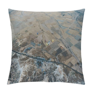 Personality  Aerial View Of Hot Air Balloons In Goreme National Park, Fairy Chimneys, Cappadocia, Turkey Pillow Covers