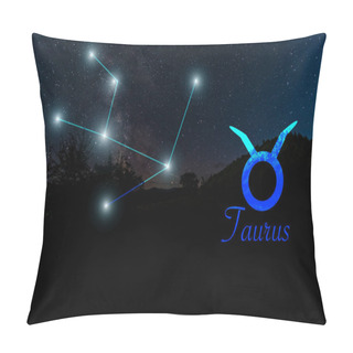 Personality  Dark Landscape With Night Starry Sky And Taurus Constellation Pillow Covers