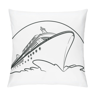 Personality  Cruise Ship Doodle Ocean Liner Sketch Hand Drawing Vector Illustration Pillow Covers