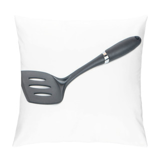 Personality  Black Plastic Kitchen Spatula Isolated On White Background Pillow Covers