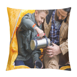 Personality  Son With Thermos In Camping Pillow Covers