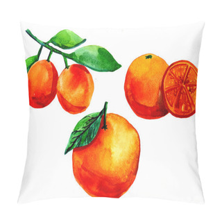 Personality  Mandarin Oranges On White Pillow Covers