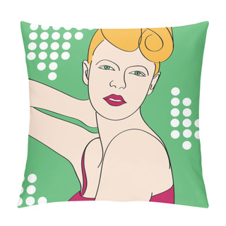 Personality  Vector Portrait Of A Girl. Pillow Covers