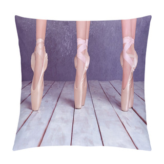 Personality  The Feet Of A Young Ballerinas In Pointe Shoes Pillow Covers