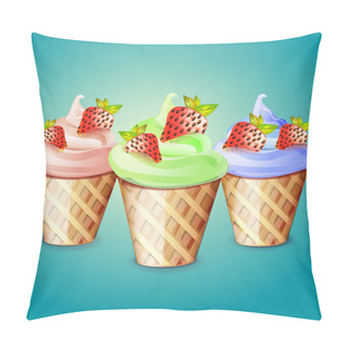 Personality  Ice Cream Cone, Vector Design Pillow Covers