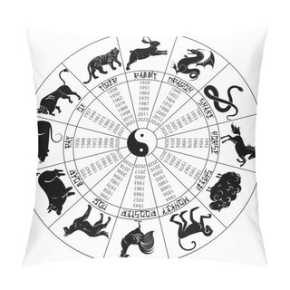 Personality  Chinese Calendar With Sings Animals Pillow Covers