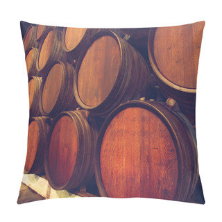 Personality  Row Of Wooden Barrels Of Tawny Portwine, Porto, Portugal Pillow Covers