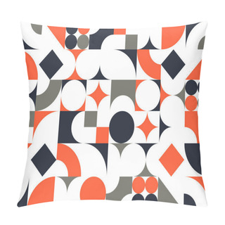 Personality  Geometric Abstract Seamless Pattern With Colorful Simple Elements Of Geometry, Wallpaper Background In Retro 70s Style, Bauhaus Constructive Style Tiles. Pillow Covers