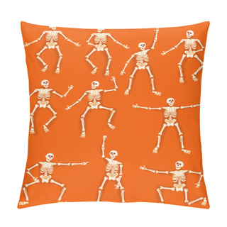 Personality  Vector Set Of Isolated Dancing Skeletons For Halloween Design. Pillow Covers