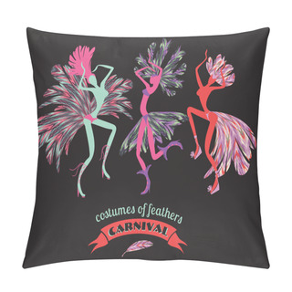 Personality  Illustration Of Dancing Women In Carnival Costumes Pillow Covers