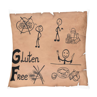 Personality  Old-fashioned Illustration Of A Gluten Free Diet Concept. Pillow Covers