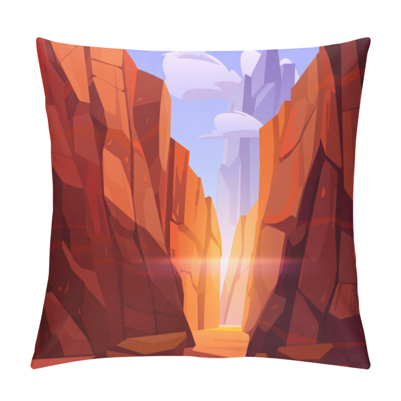 Personality  Desert Road In Canyon With Red Mountains Pillow Covers