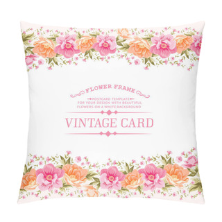 Personality  Border Of Flowers In Vintage Style. Pillow Covers