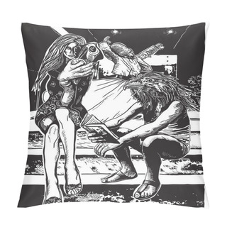 Personality  Mad World - An Hand Drawn Vector Illustration Pillow Covers