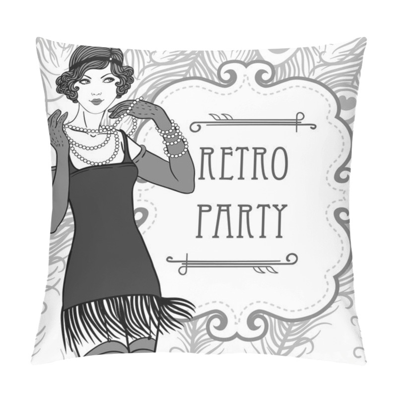 Personality  Flapper retro party invitation design pillow covers