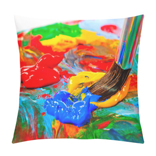 Personality  Art Brush Mixed Paint On The Palette Pillow Covers