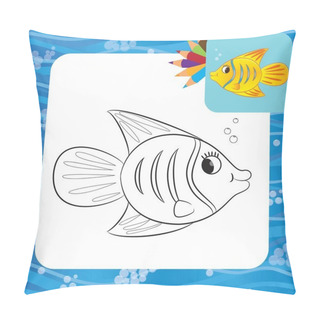 Personality  Cartoon Fish. Coloring Page Pillow Covers