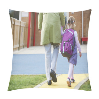 Personality  Parent Taking Child To Pre School Pillow Covers