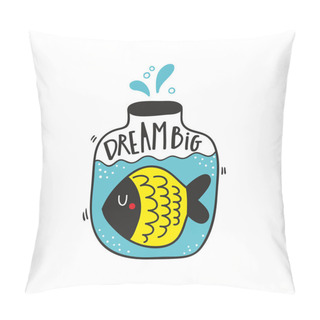 Personality  Golden Fish In The Jar With Blue Water. Pillow Covers