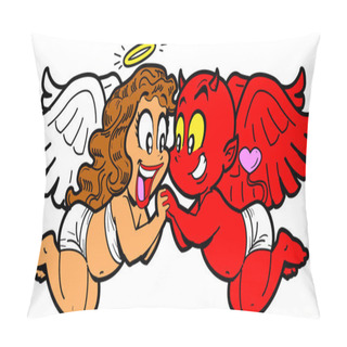 Personality  Angel And Devil In Love Pillow Covers