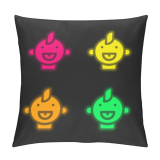 Personality  Baby Four Color Glowing Neon Vector Icon Pillow Covers