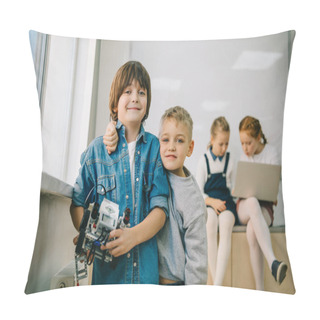 Personality  Little Kids With Diy Robot On Machinery Class Pillow Covers