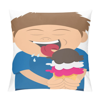 Personality  Kid Licking An Ice Cream Cone Pillow Covers