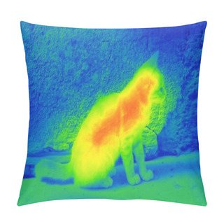 Personality  Cat On The Street By Thermal Camera Pillow Covers