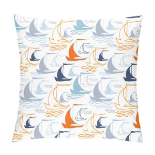 Personality  Nautical Pattern With Decorative Sailing Boats Pillow Covers