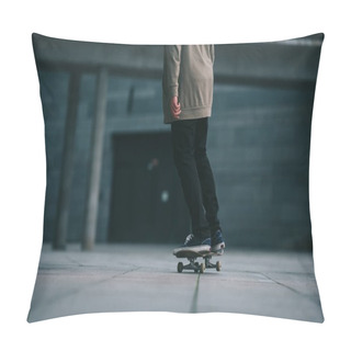 Personality  Cropped Shot Of Skateboarder Riding At Urban Location Pillow Covers