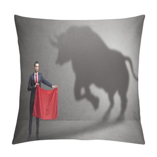Personality  Businessman With Bull Shadow And Toreador Concept Pillow Covers