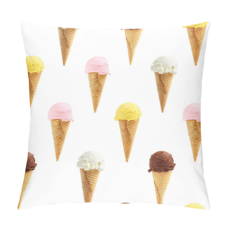 Personality  Seamless Background Of Assorted Ice Cream Cones Pillow Covers