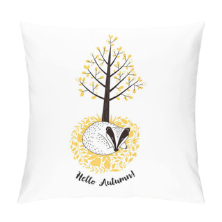 Personality  Badger Sleeping Under The Tree, Decorative Woodland Illustration Pillow Covers