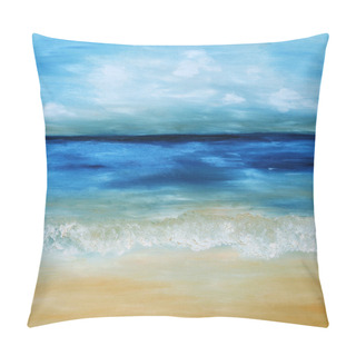 Personality  Warm Topical Sea And Beach. Oil Painting On Canvas. Pillow Covers