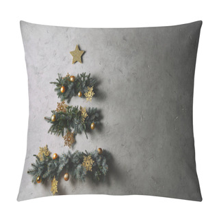 Personality  Handmade Christmas Tree Hanging On Grey Wall In Room Pillow Covers