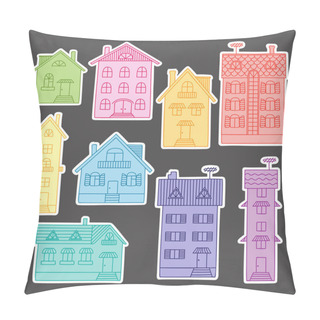Personality  Set Colorful Houses Pillow Covers
